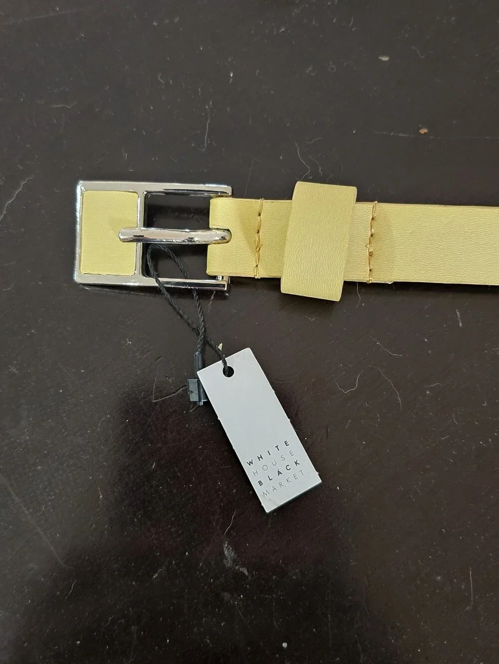 Whit House Black Market Yellow Leather Belt with Silver Buckle